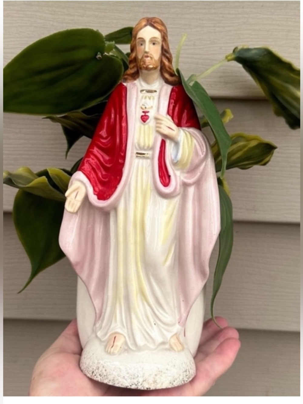 Vintage Sacred Heart Jesus vase Planter #4169 Made In Japan
